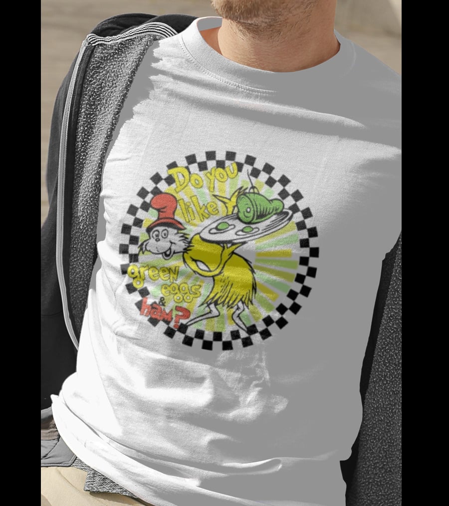 Dr Seuss Do You Like Green Eggs And Ham Yellow Character Red Hat Fan T-Shirt