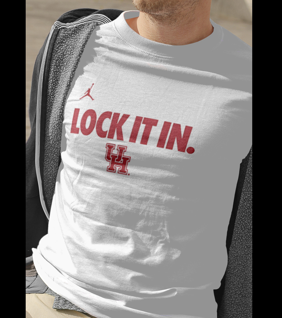 Lock It In Houston Cougars Basketball Jumpman T-Shirt