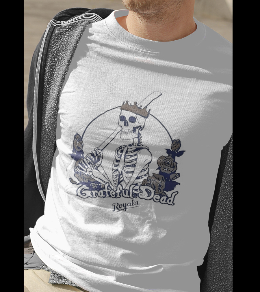 Grateful Dead Skeleton Kansas City Royals Roses T-Shirt