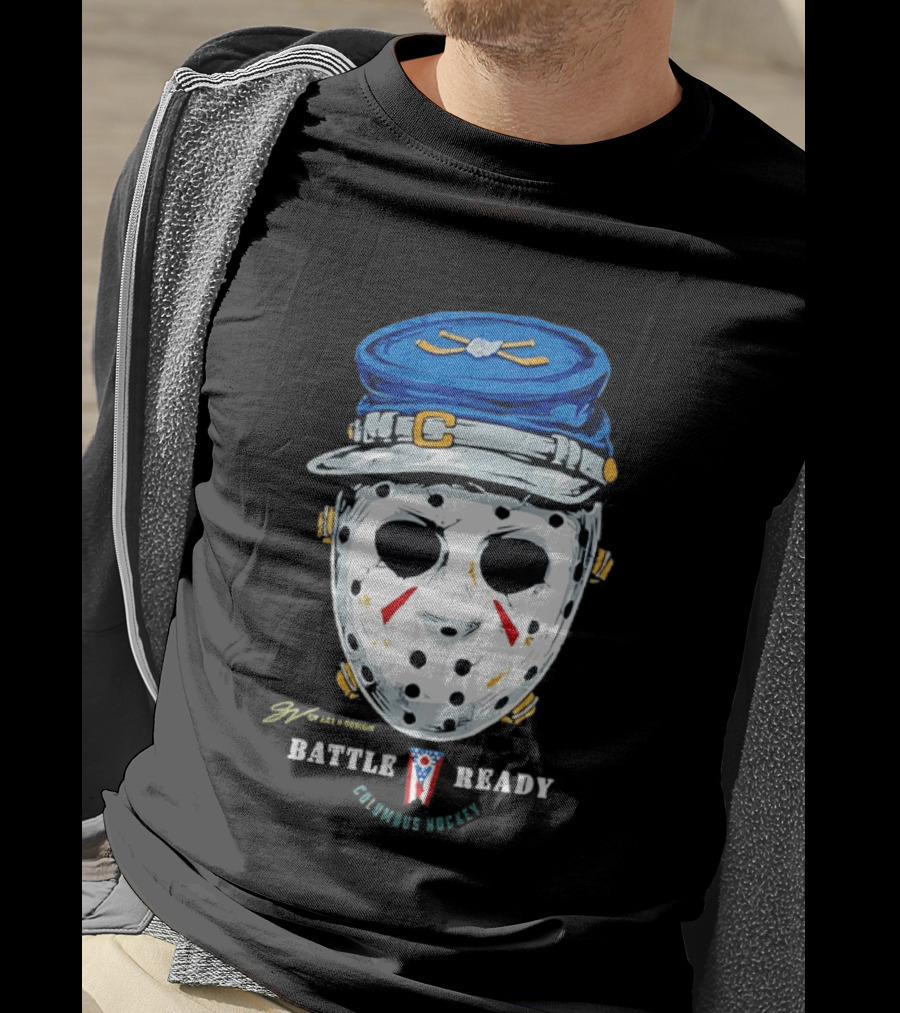 Jason Voorhees Blue Jackets Columbus Hockey Crossover Battle Ready Mask T-Shirt