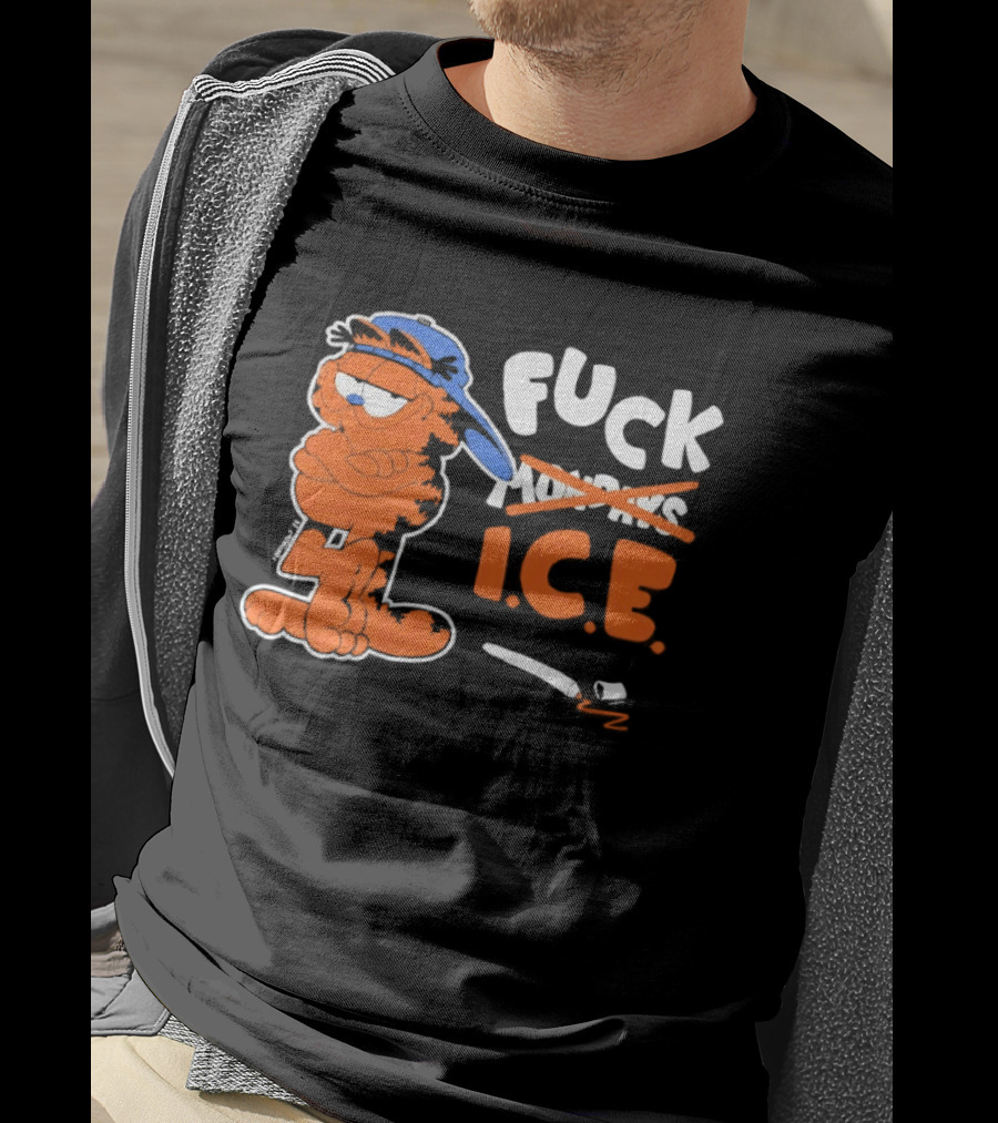 F*** ICE Orange Cat With Blue Hat T-Shirt