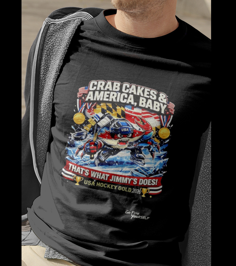 Crab Cakes And America Baby USA Hockey Gold 2026 That's What Jimmy's Does T-Shirt