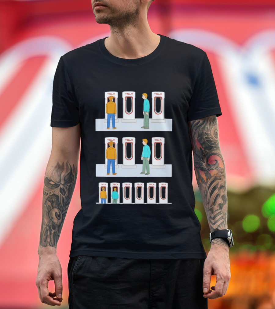 Supercharger Etiquette TSLA Charging Station Queue T-Shirt