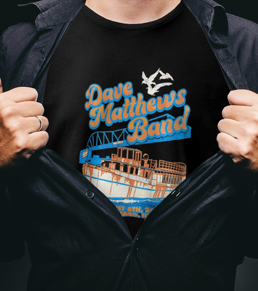 Dave Matthews Band August 8th 2004 Chicago Ill Blue Orange Boat Concert T-Shirt