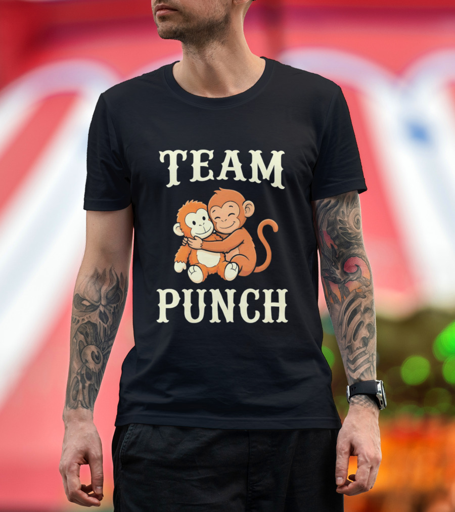 Team Punch Monkey Hugging Companions T-Shirt