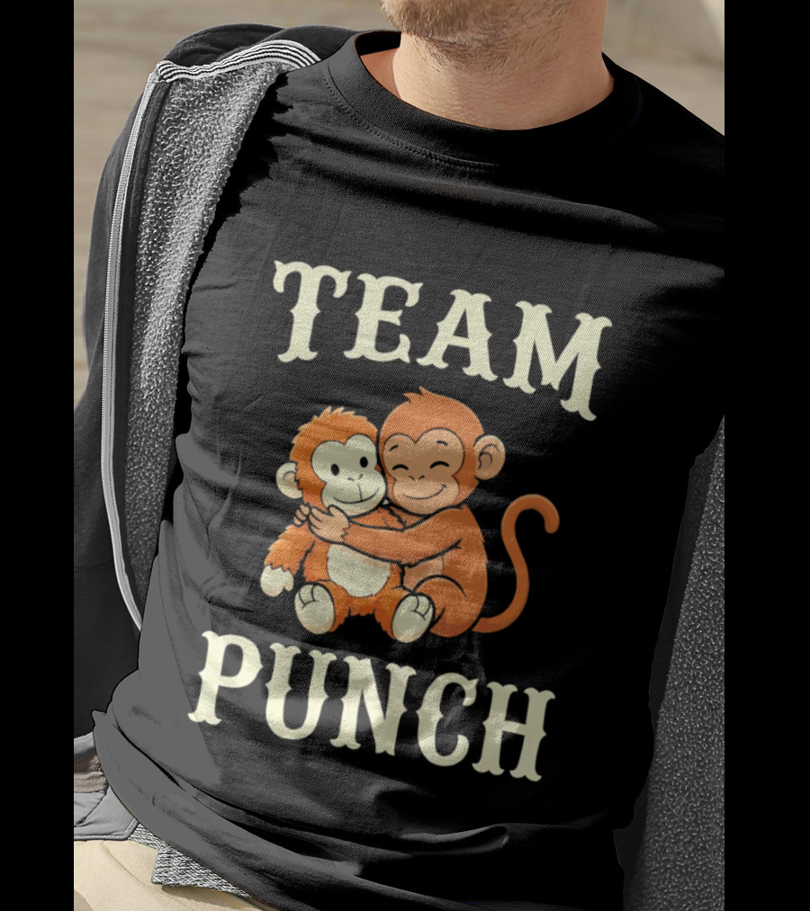 Team Punch Monkey Hugging Companions T-Shirt