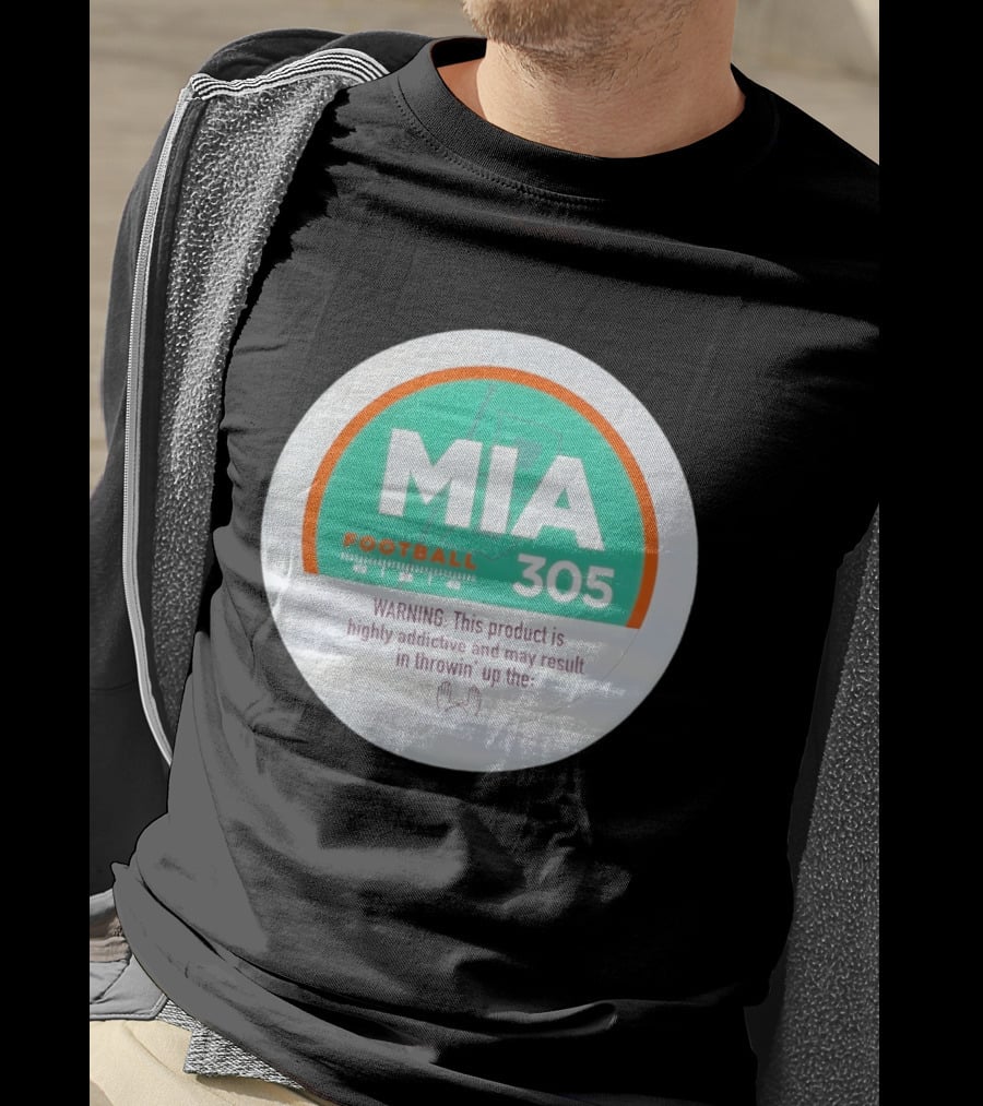 MIA Football 305 Miami Hurricanes Addictive Warning T-Shirt