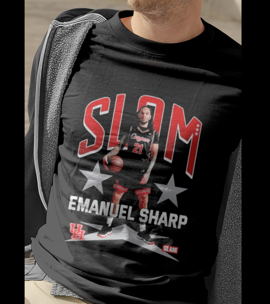 Slam Emanuel Sharp Houston Cougars Basketball UH H Town Stars T-Shirt