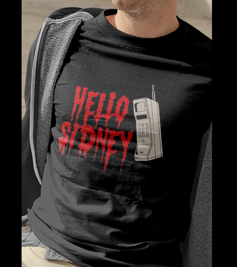 Hello Sidney Scream Movie Vintage Phone Dripping Blood T-Shirt