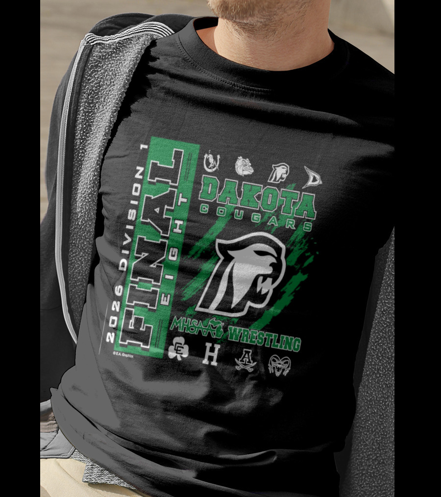2026 Division 1 Final Eight MHSAA Wrestling Dakota Cougars T-Shirt