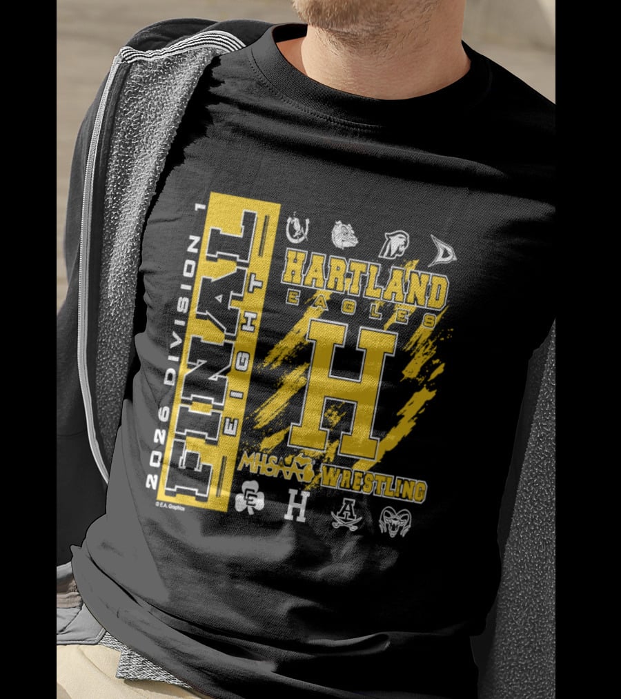 2026 Division 1 Final Eight Hartland Eagles Wrestling MHSAA T-Shirt