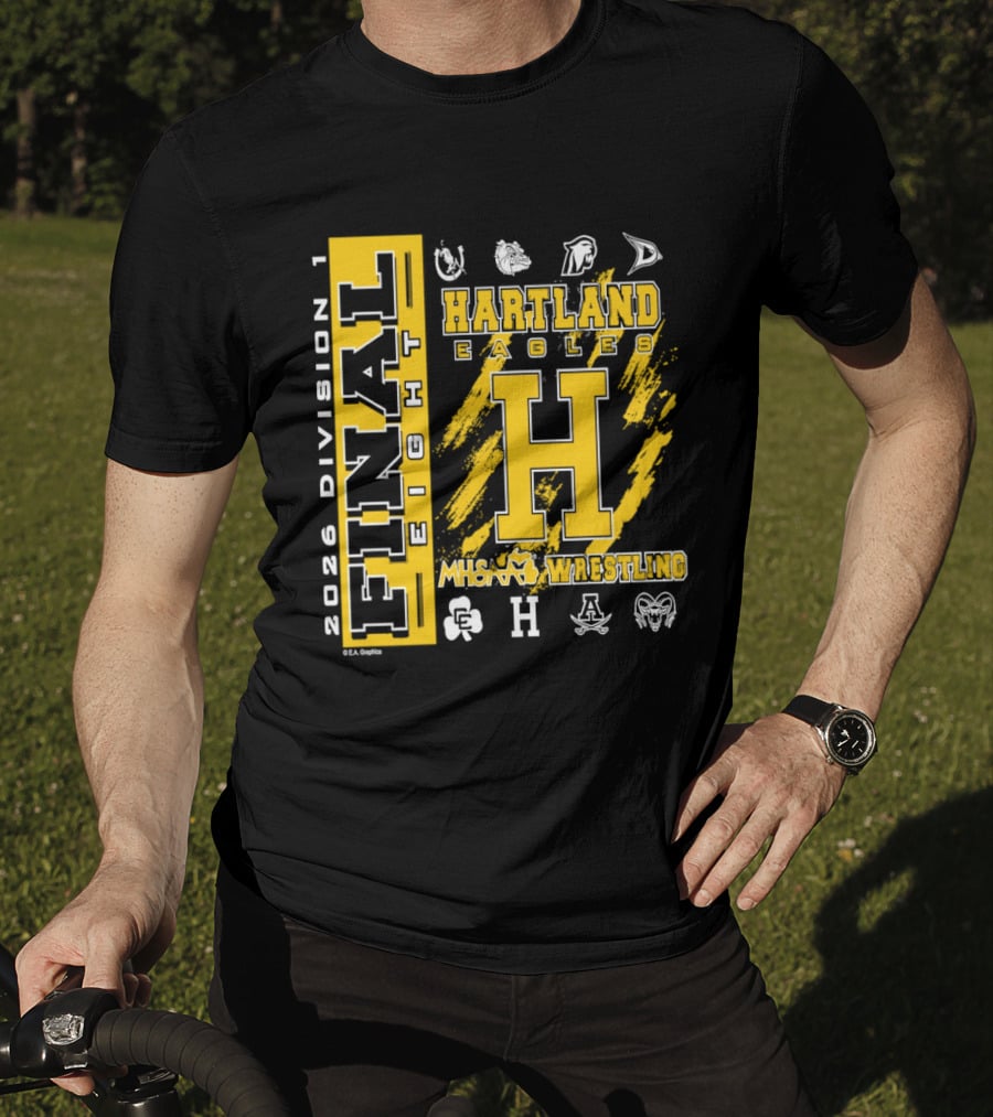 2026 Division 1 Final Eight Hartland Eagles Wrestling MHSAA T-Shirt