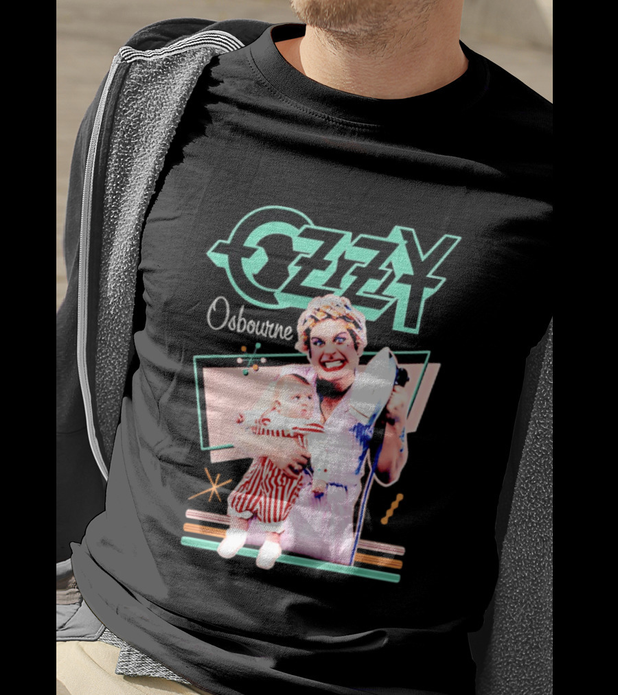 Ozzy Osbourne Retro Woman Holding Baby With Iron T-Shirt