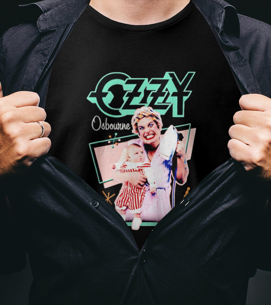 Ozzy Osbourne Retro Woman Holding Baby With Iron T-Shirt