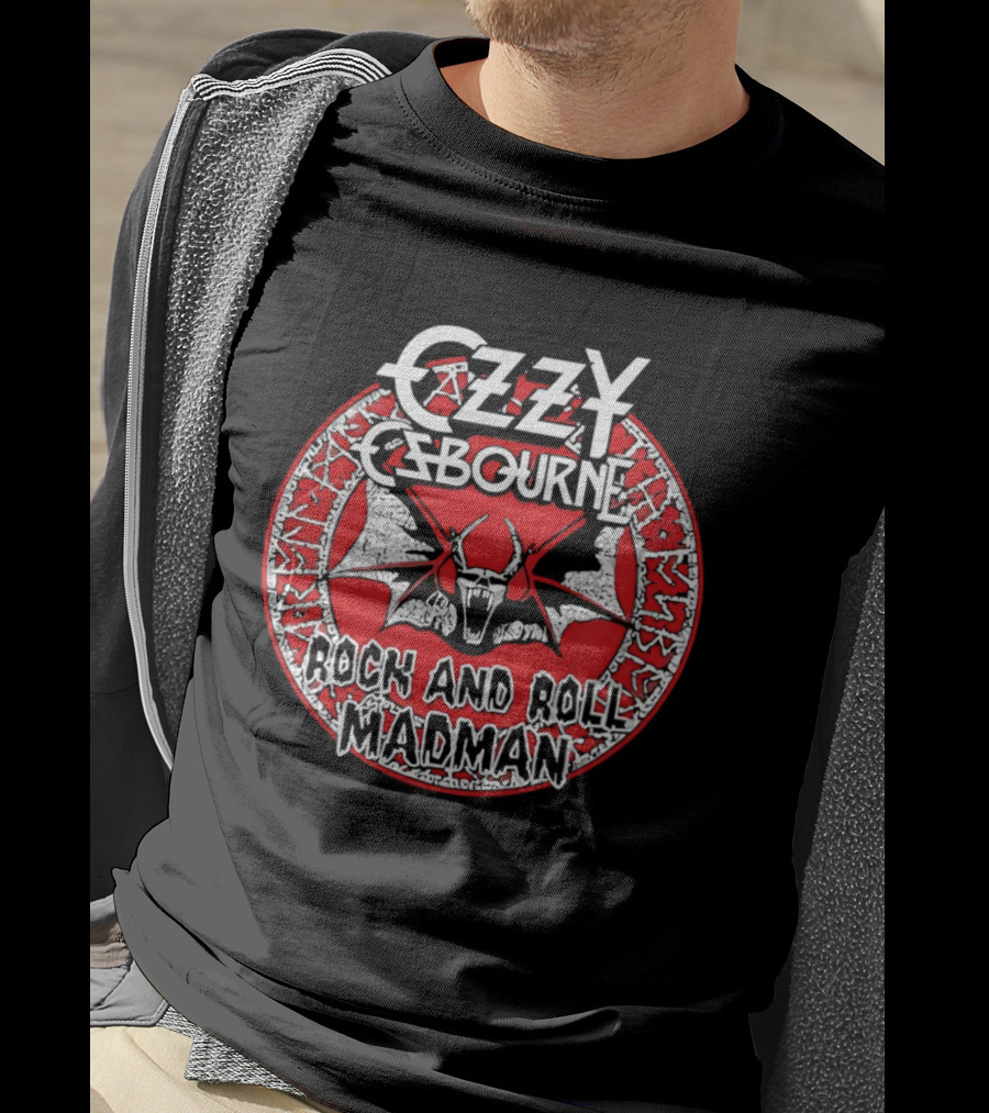 Ozzy Osbourne Rock And Roll Madman Horror Bat T-Shirt