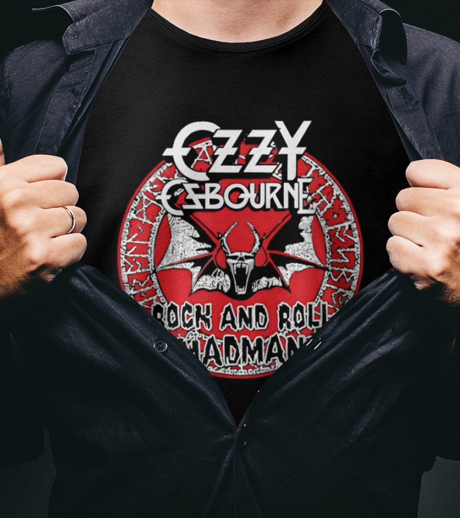 Ozzy Osbourne Rock And Roll Madman Horror Bat T-Shirt