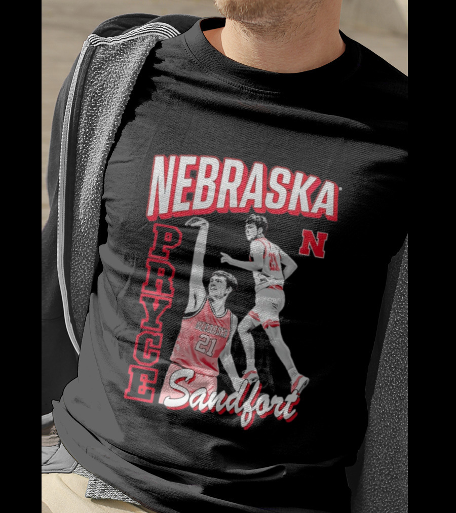 Pryce Sandfort 21 Nebraska Cornhuskers Basketball Team Iconic Red Jersey T-Shirt