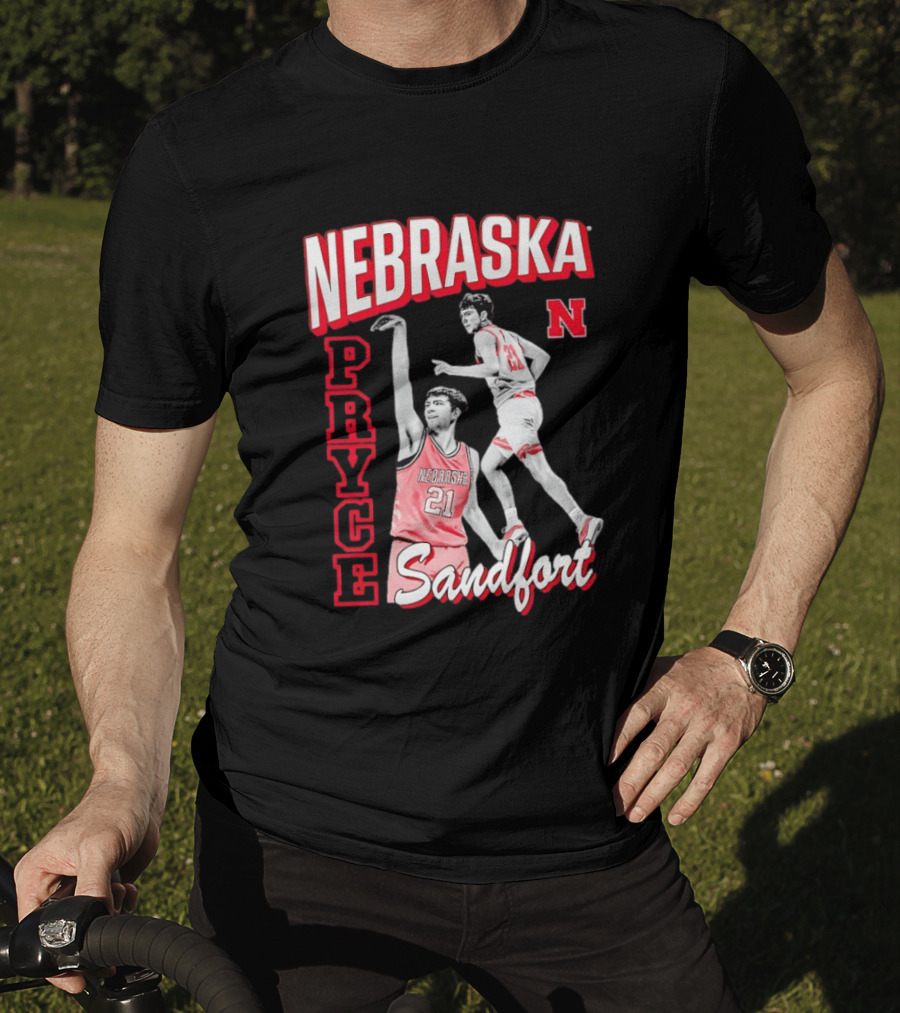 Pryce Sandfort 21 Nebraska Cornhuskers Basketball Team Iconic Red Jersey T-Shirt
