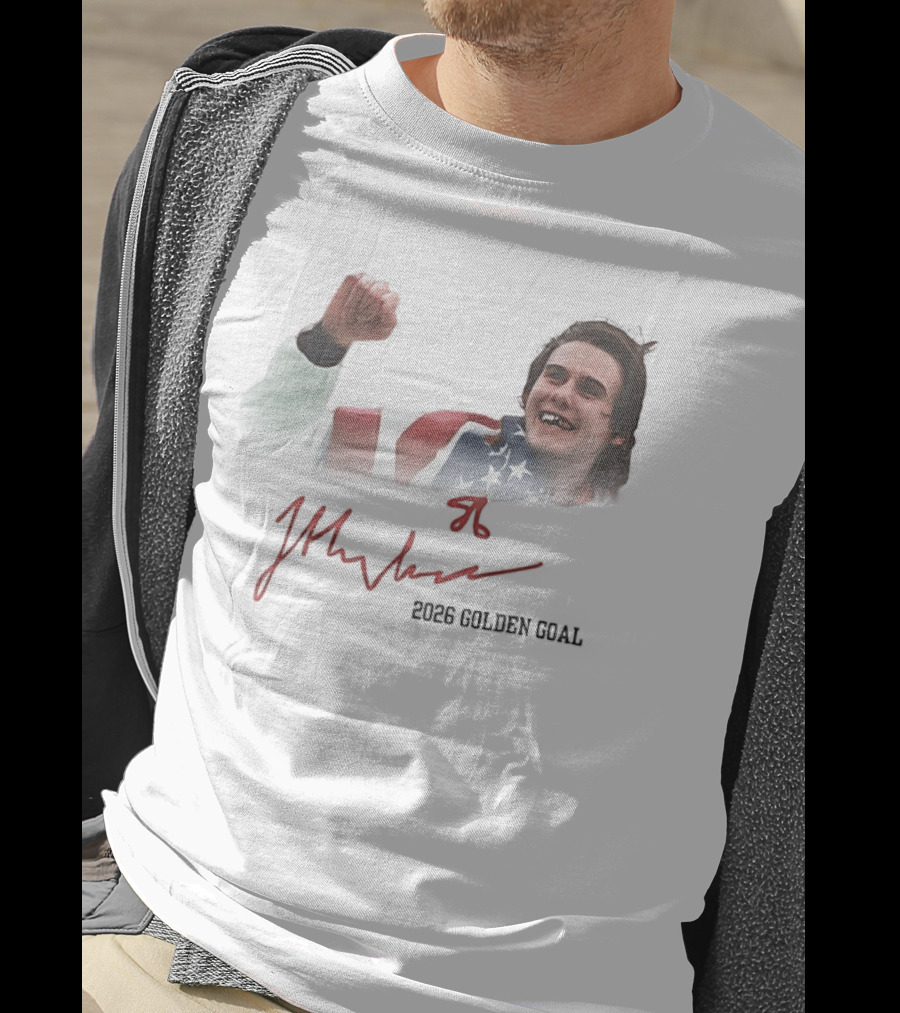 Jack Hughes USA Flag 2026 Golden Goal Celebration T-Shirt