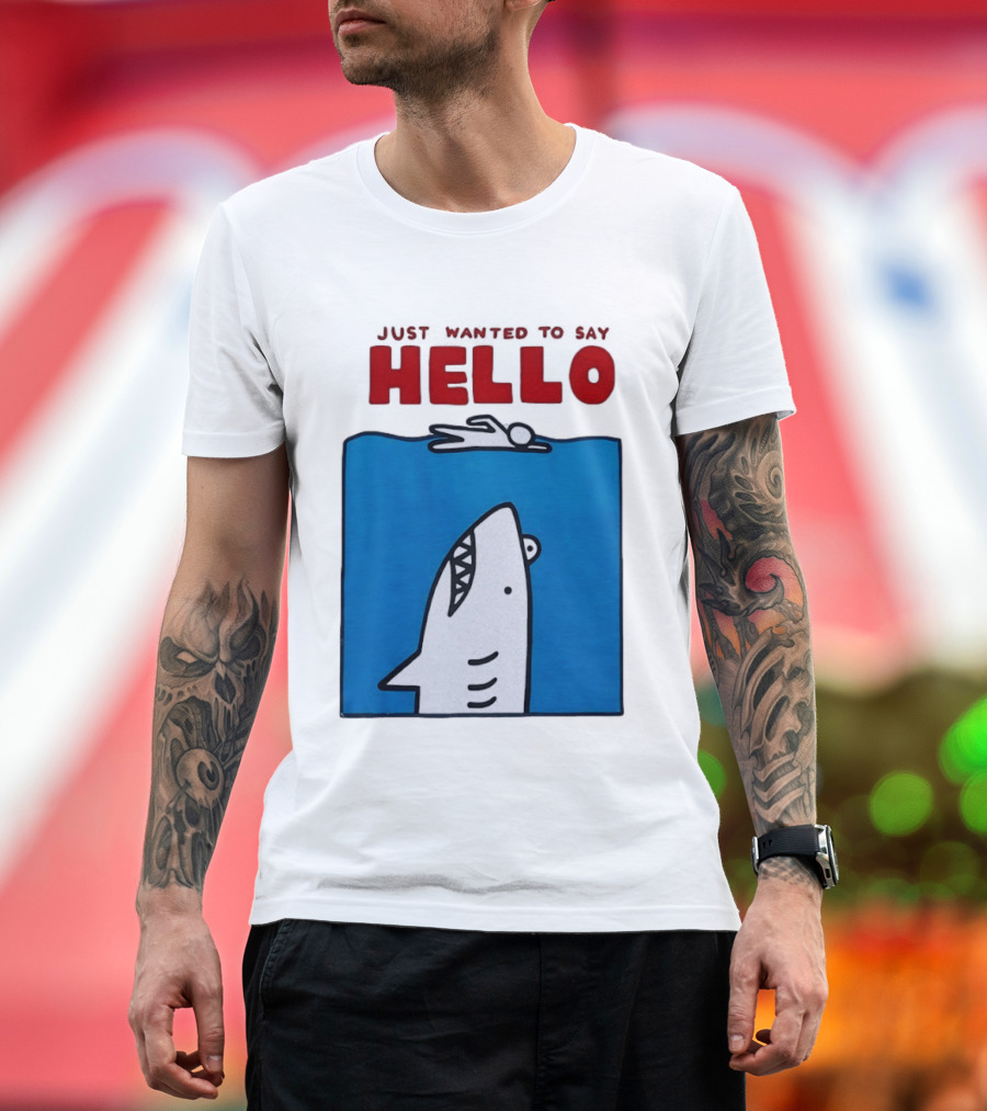 Just Wanted To Say Hello Jaws Shark Comic T-Shirt