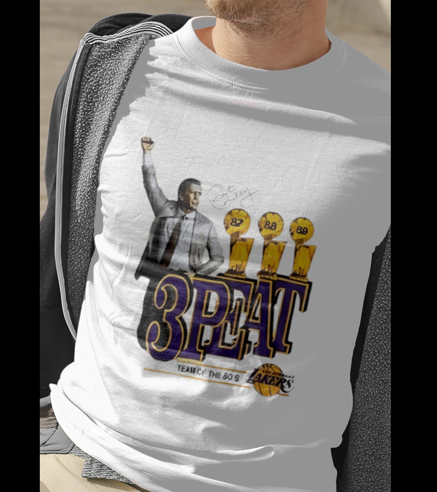Los Angeles Lakers 3 Peat Team Of The 80s Pat Riley Champions 87 88 89 T-Shirt
