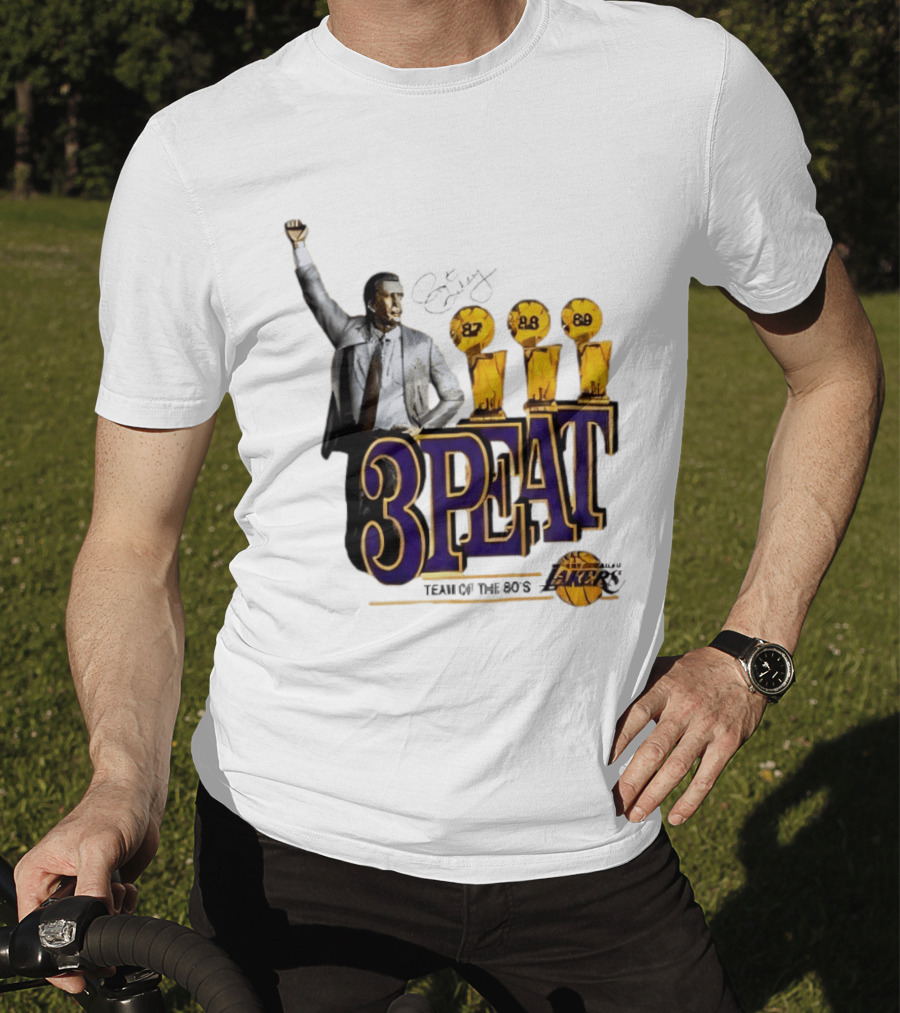 Los Angeles Lakers 3 Peat Team Of The 80s Pat Riley Champions 87 88 89 T-Shirt