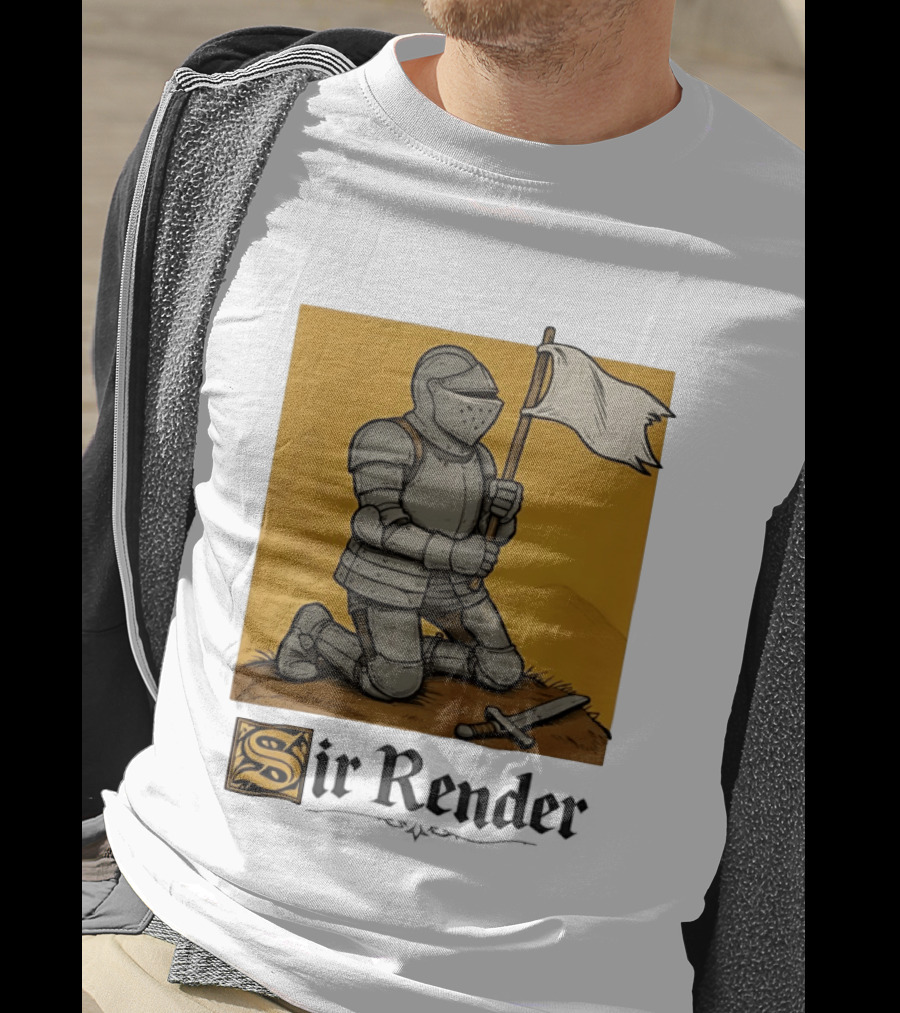 Sir Render Medieval Soldier Holding White Flag Knight Surrender T-Shirt