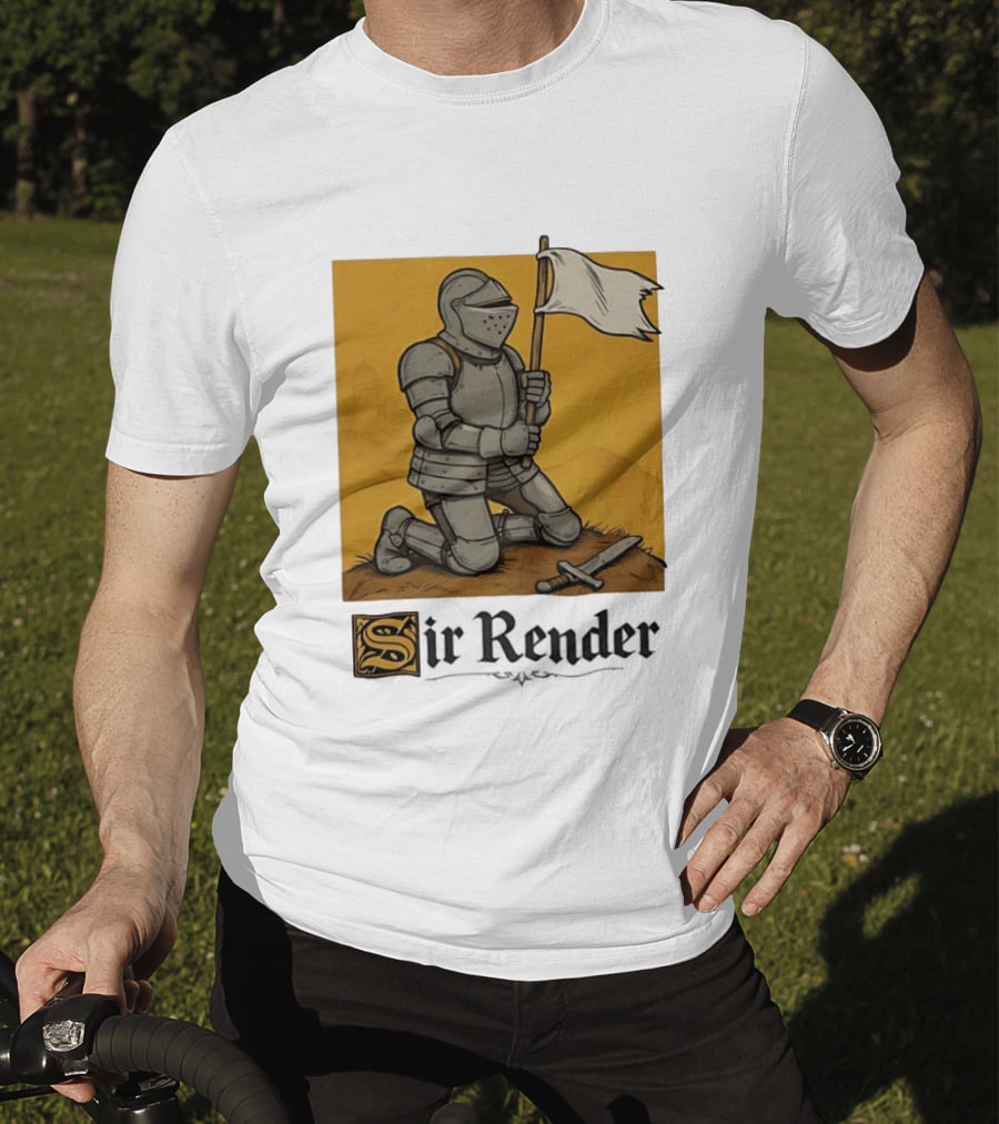 Sir Render Medieval Soldier Holding White Flag Knight Surrender T-Shirt