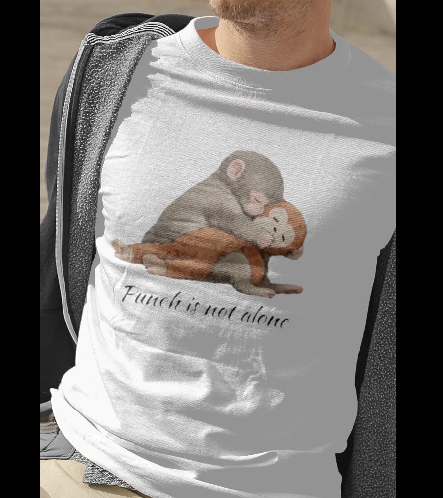 Punch Is Not Alone Hugging Monkeys Cuddle T-Shirt