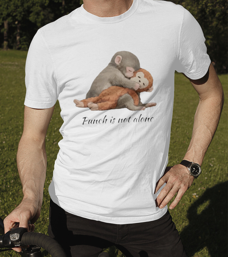 Punch Is Not Alone Hugging Monkeys Cuddle T-Shirt