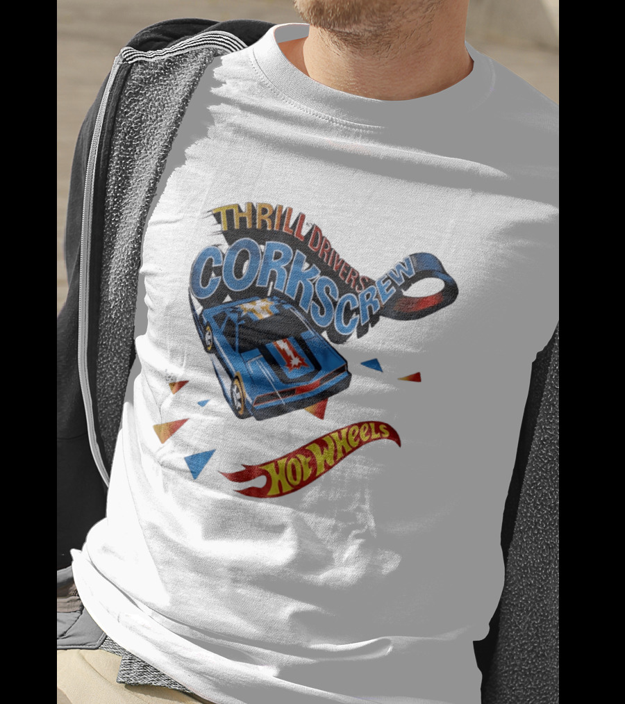 Thrill Drivers Corkscrew Hot Wheels Blue Car Iconic Racing Loop T-Shirt