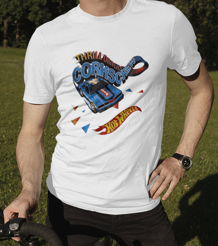Thrill Drivers Corkscrew Hot Wheels Blue Car Iconic Racing Loop T-Shirt
