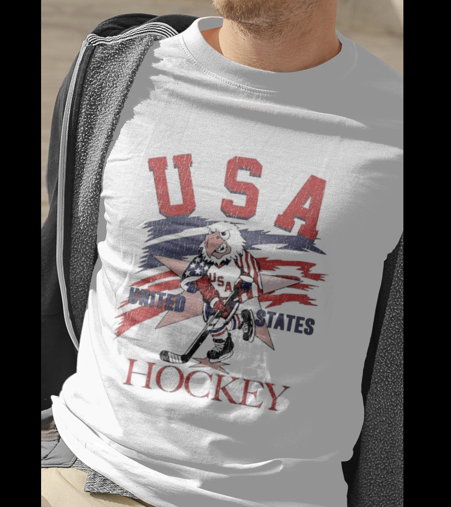 USA Hockey United States Flag Stars And Sticks Bird Player T-Shirt