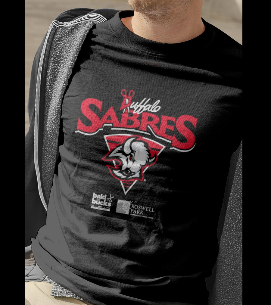 Buffalo Sabres Bald For Bucks Roswell Park Cancer Center Collaboration T-Shirt