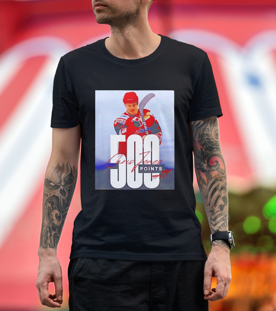 Chris Jones 500 Points Hockey Swindon Wildcats Number 47 T-Shirt
