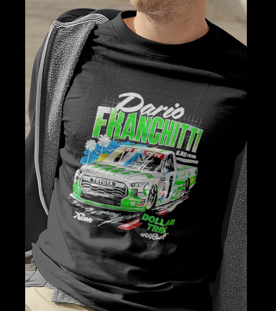 Dario Franchitti Toyota Tundra Dollar Tree Racing Palm Trees And Checkered Flags T-Shirt