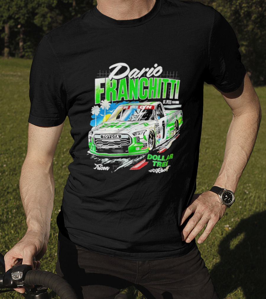 Dario Franchitti Toyota Tundra Dollar Tree Racing Palm Trees And Checkered Flags T-Shirt