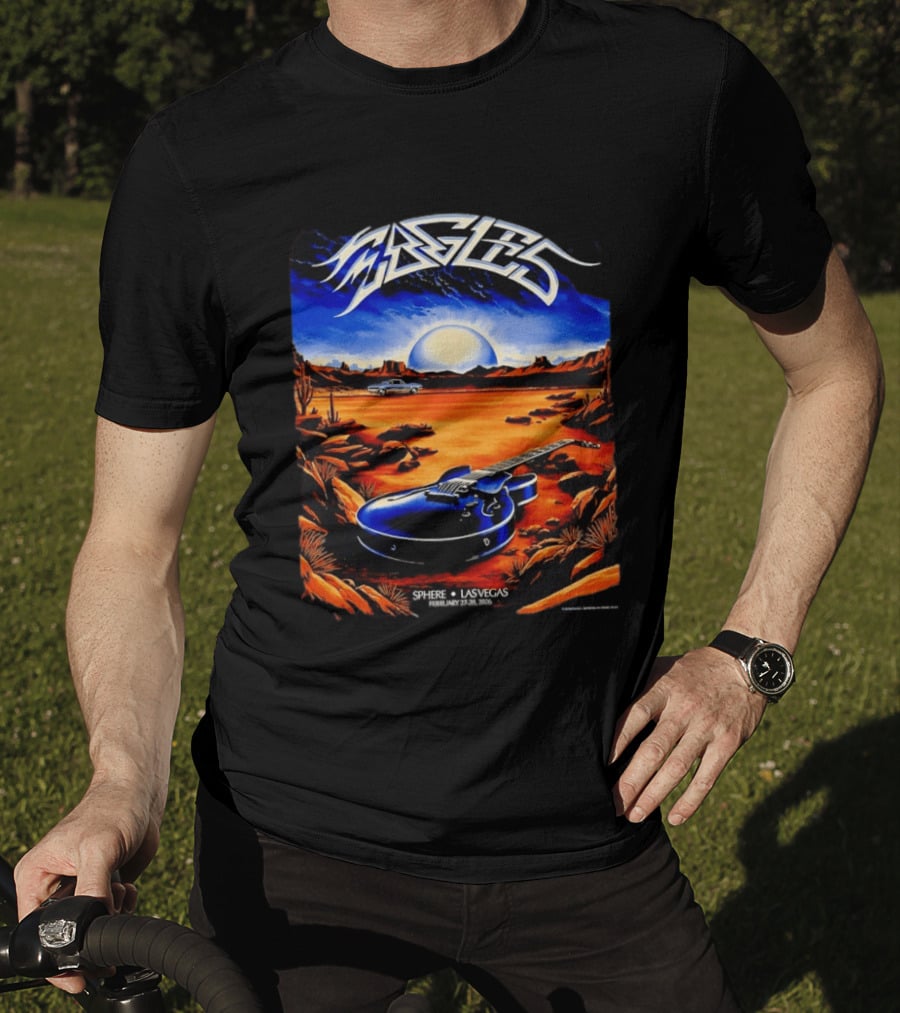 Eagles Live At Sphere Las Vegas February 27 28 2026 Desert Landscape Guitar T-Shirt