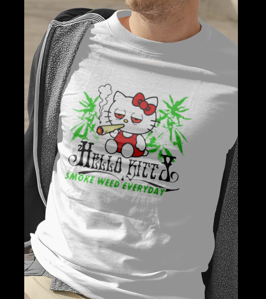 Hello Kitty Smoke Weed Everyday Cannabis Leaves T-Shirt