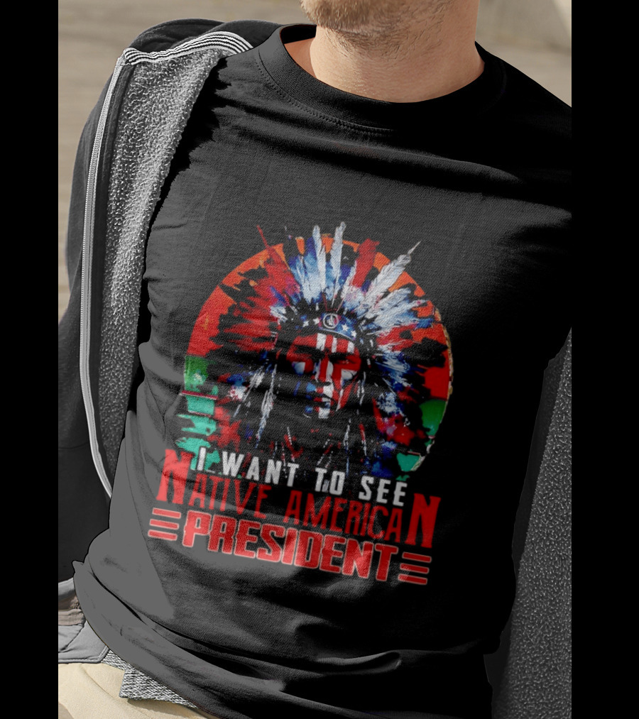 Native American President Bold Statement Feathers Headdress Vision T-Shirt