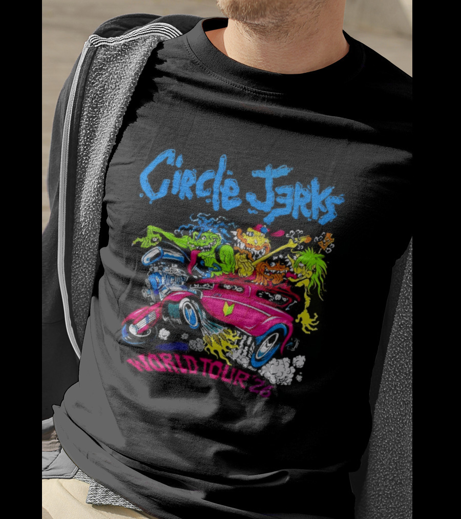 Circle Jerks World Tour 2026 Hot Rod Cartoon T-Shirt