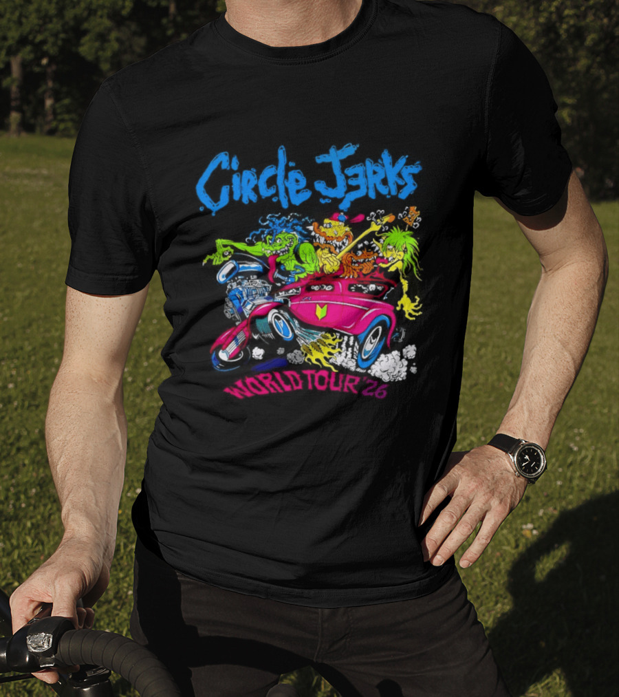 Circle Jerks World Tour 2026 Hot Rod Cartoon T-Shirt