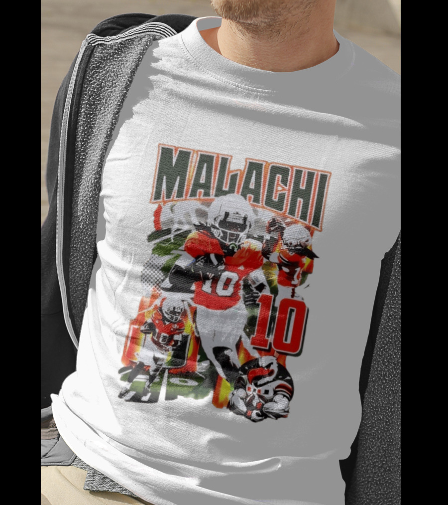 Malachi 10 Miami Hurricanes Football Player Action Collage T-Shirt