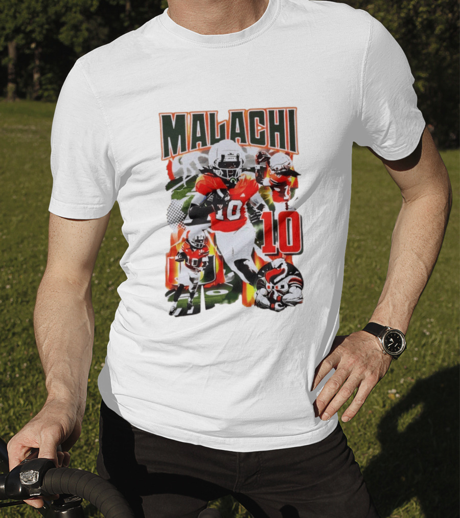 Malachi 10 Miami Hurricanes Football Player Action Collage T-Shirt