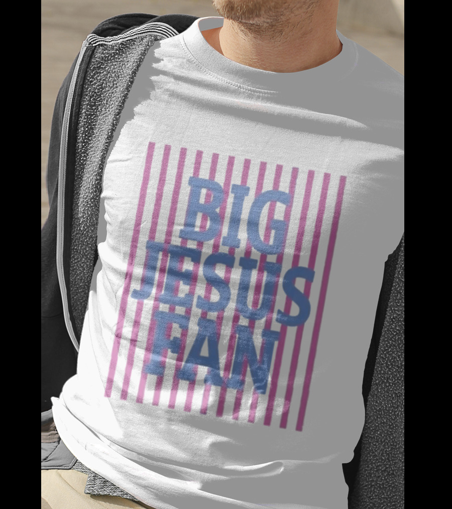 Big Jesus Fan Striped Preppy Christian T-Shirt