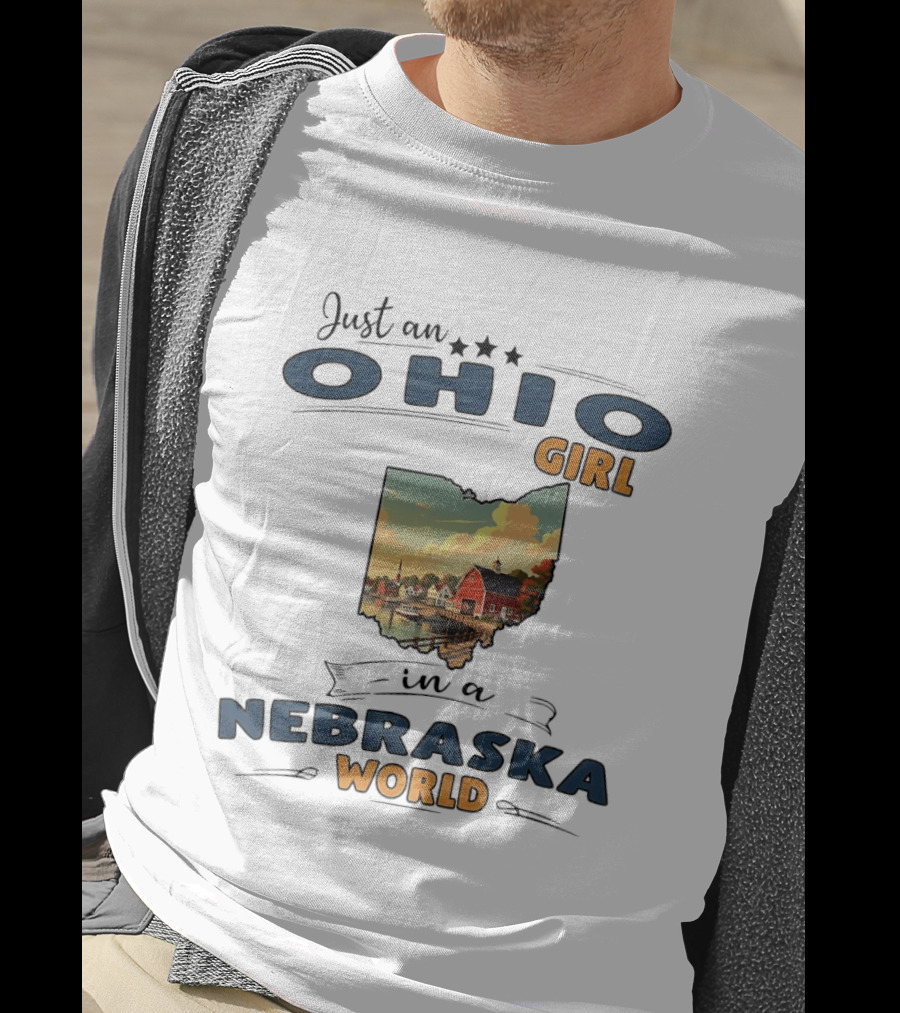 Just An Ohio Girl In A Nebraska World Lakeside Village Scene T-Shirt