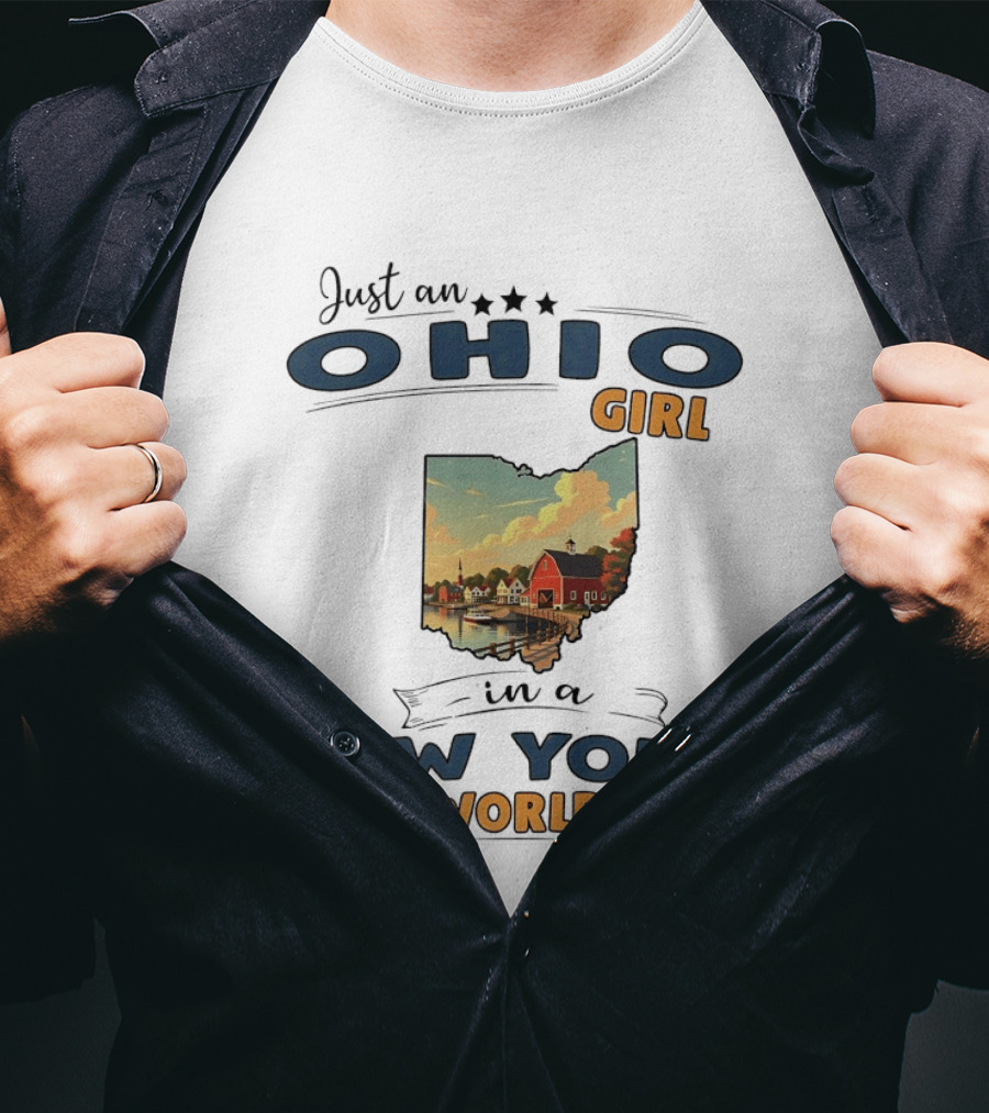 Just An Ohio Girl In A New York World Ohio Map T-Shirt