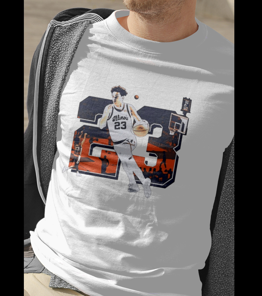Illinois Fighting Illini Basketball Keaton Wagler 23 Number Dunk T-Shirt