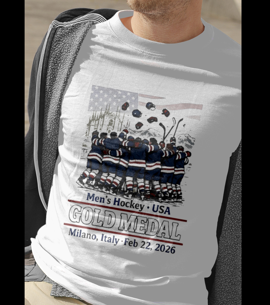 Men's Hockey USA Gold Medal Milano Italy February 22 2026 T-Shirt