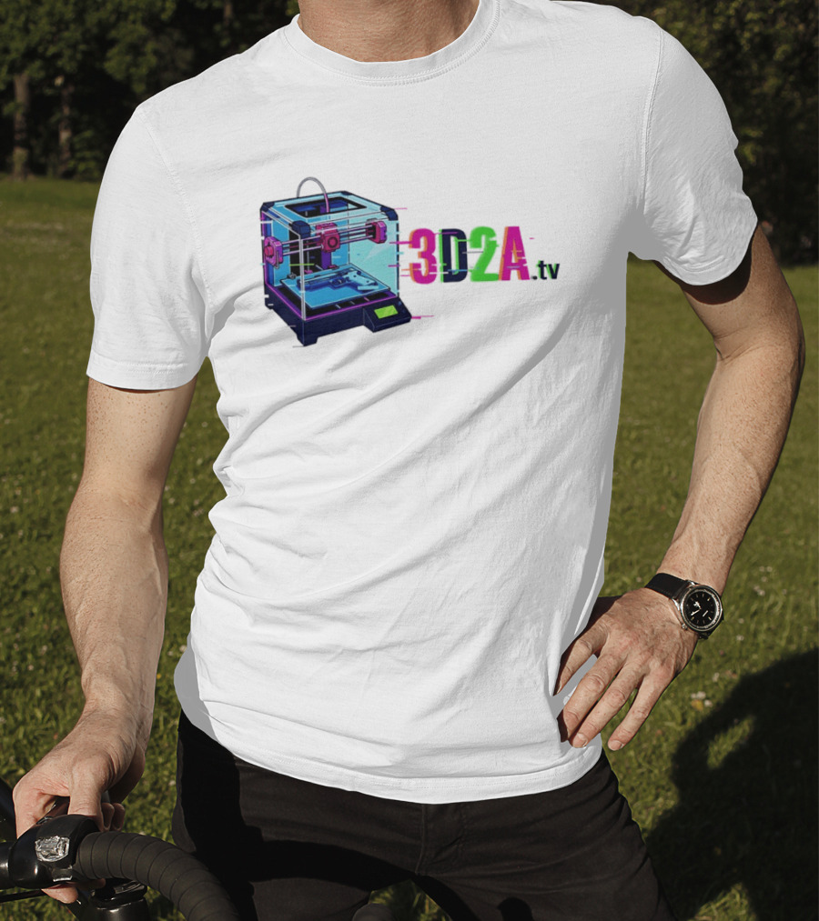 3DZA TV 3D Printer Neon Glitch Aesthetic T-Shirt